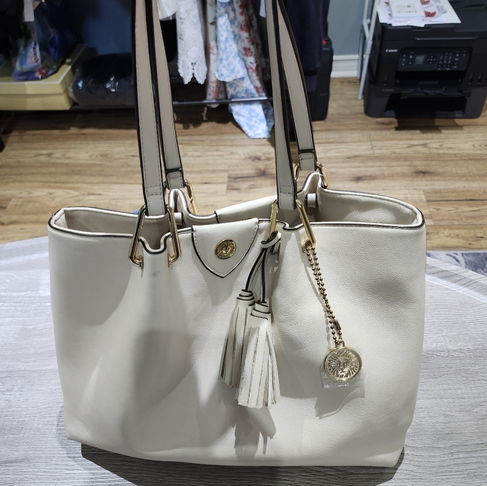 Anne Klein Elegant Cream Tote Bag